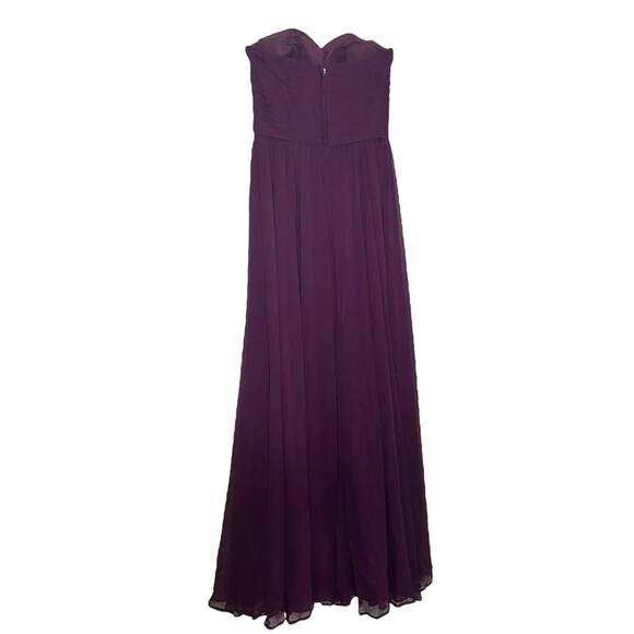 Morilee by Madeline Gardner Bridesmaids Dress Strapless Chiffon Long Purple 8 - Picture 4 of 6